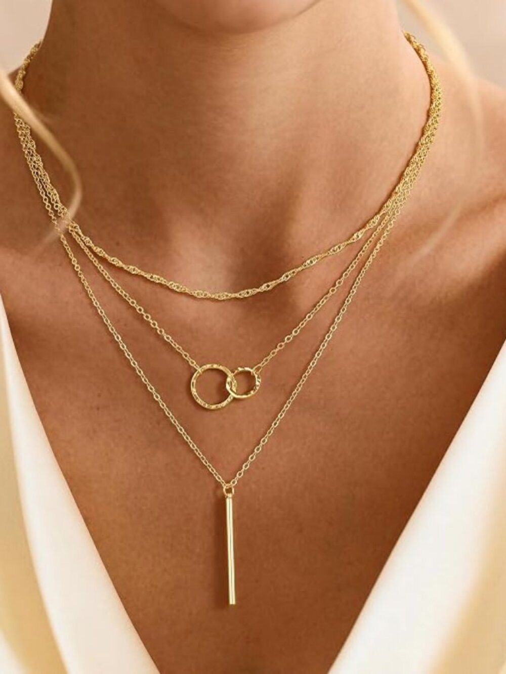 ASCOMY Layered Necklaces for Women 14K Gold Plated Dainty Stack Necklace